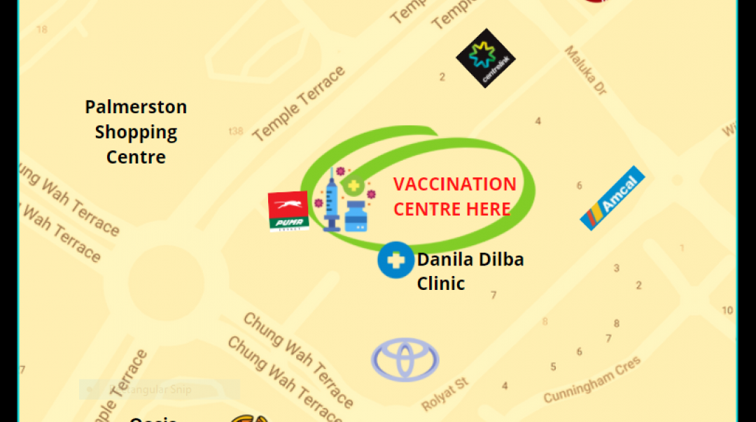 map of palmerston vaccination centre location